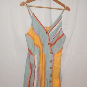 Sandy & Sid Size Medium Sun Dress Button Front, Striped, Comfortable